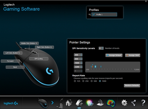 Customize G PRO gaming mouse pointer settings with Logitech Gaming
